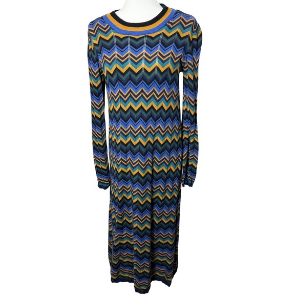 ModCloth Zig to My Zag Chevron Knit Long Sleeve Midi Sweater Dress Fall Winter ModCloth Zig to My Zag Chevron Knit Long Sleeve Midi Sweater Dress Fall Winter